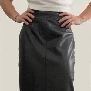 St. Gillian Sport Black Genuine Leather Pencil Skirt - Size 8